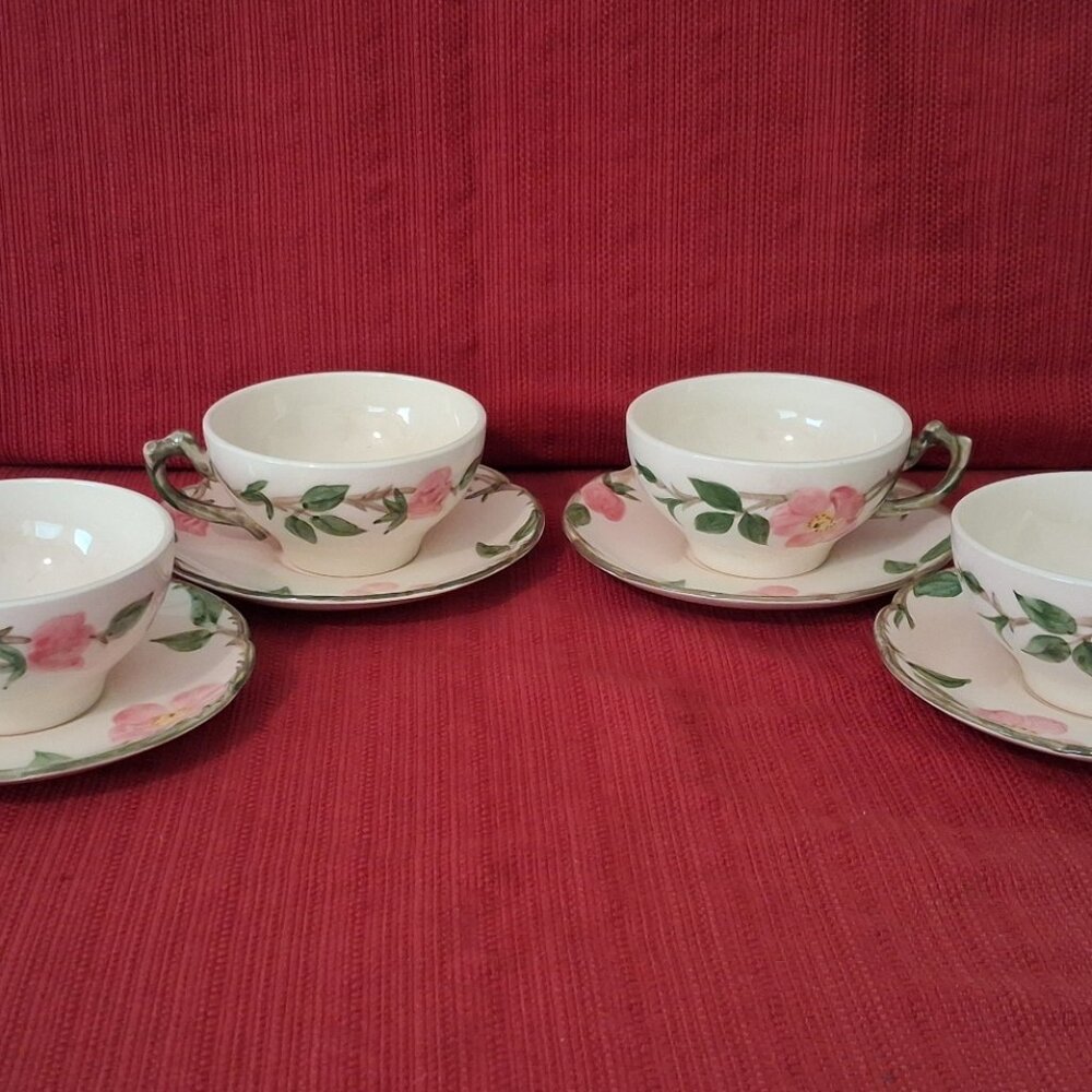 Vintage Franciscan Desert Rose Set Of 4 Cups And 4 Saucers